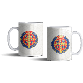 CANECA DE PORCELANA MEDALHA DE SÃO BENTO