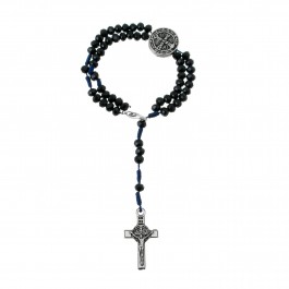 TERÇO PULSO MEDALHA SAO BENTO CRISTAL PRETO