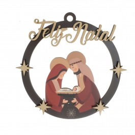 Guirlanda de Natal da Sagrada Família colorida