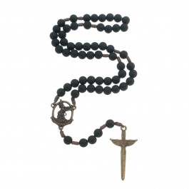 TERÇO DE SAO MIGUEL COM ESPADA PRETO FOSCO